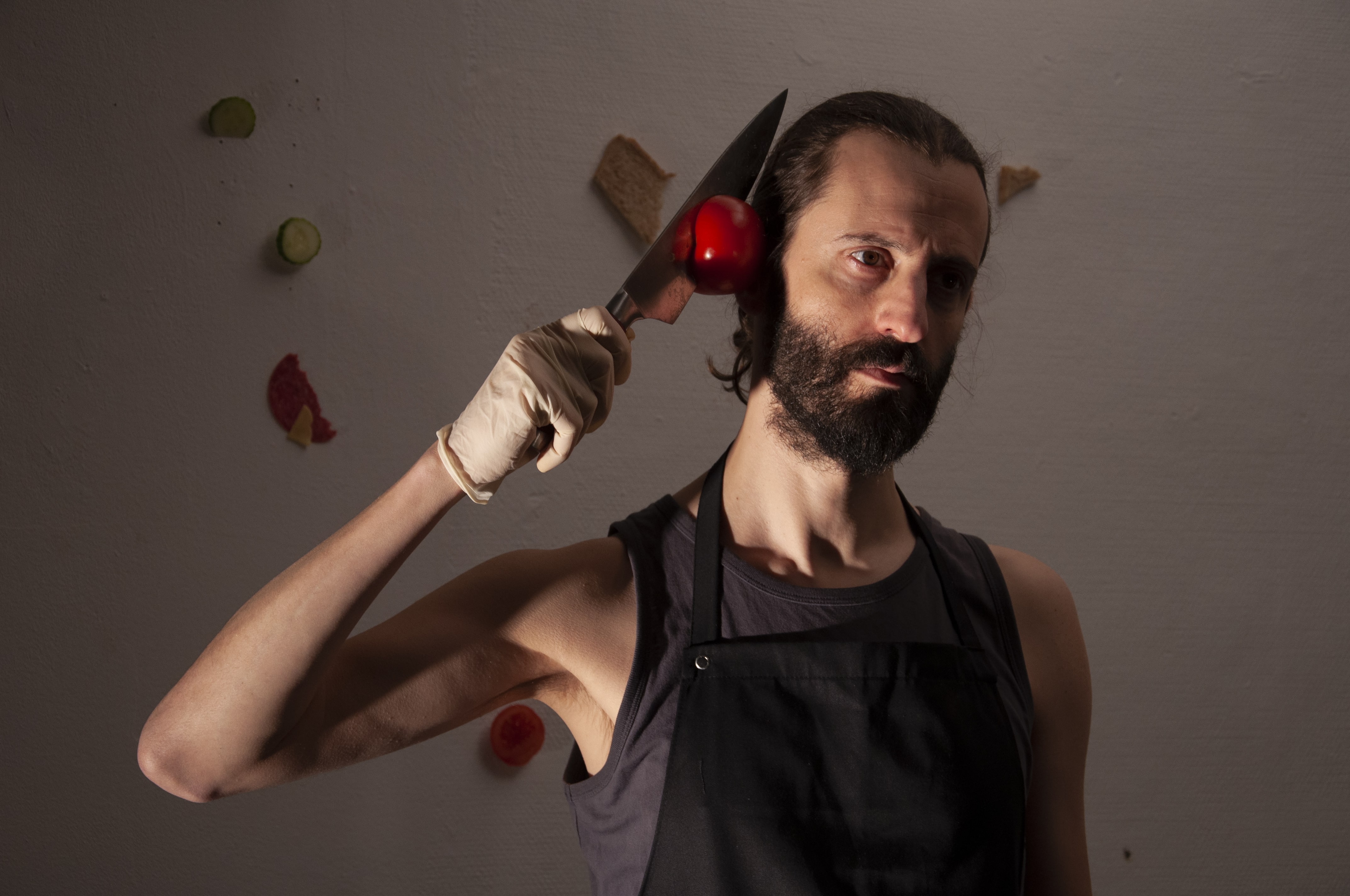 actor with a knife and a apple